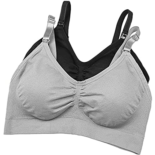 Stelle Nursing Bras Maternity Bra for Breastfeeding Pregnancy Wireless Bralette with Pads, Extenders (Black+Gray,XL) - Thumbnail 6