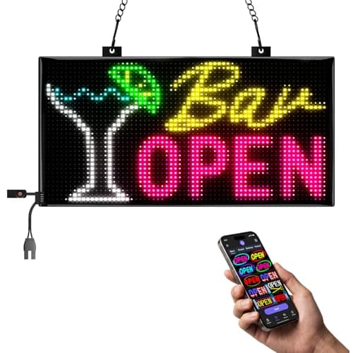 Programmable LED Open Signs,Multiple Open Dynamic and Static Effects,App Control, for Business Window Glass Cafes Bar - Image 1