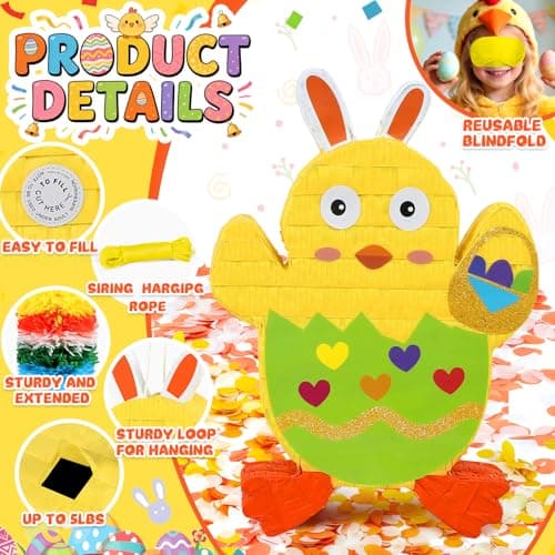 Easter Baby Chick Pinata Adorable Egg Shell Design for Easter Theme Party Perfect for Celebrations and Delightful Pinata Fun - Thumbnail 4