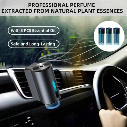 Car Air Freshener Diffuser with Three Adjustable, Rechargeable Car Diffusers, Car Fresheners Long Lasting (Lemon) - Thumbnail 5