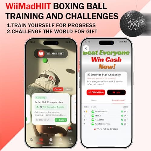 WiiMad Boxing Reflex Ball with Punch Counter App, Punching Ball with Headband, Workout Toy for Kids Teen Adults, Hand Eye Coordination Training | Boxing Equipment, Home Fun Punch Game - Thumbnail 6