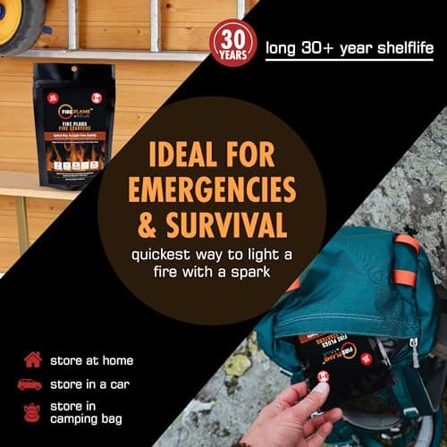 Fireflame Fire Plugs Fire Starter - Quick Instant 100% Waterproof Firestarter for Emergencies, Survival, Campfires, Fire Pits, Charcoal Grill - All Natural, Odorless & Non-Toxic - 50 Plugs in Bag - Thumbnail 3