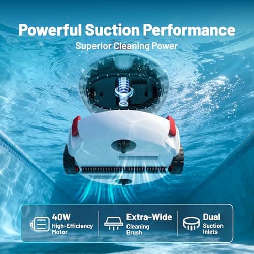 VONKO P10 Pool Vacuum for Above Ground Pool, Cordless Robotic Pool Cleaner and Above Ground Pool Vacuum, Automatic Pool Vacuum with 100-Min Runtime, Self-Parking,White - Thumbnail 5