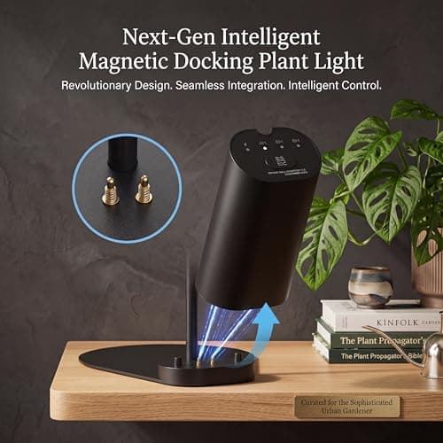Cordless Small Grow Light for Indoor Plants, Magnetic Docking Desktop Plant Light with 4/6/8H Timer, Adjustable Gooseneck Full Spectrum LED Lamp for Office Desk, Succulents, Herbs - Thumbnail 3