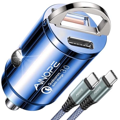 AINOPE 90W Super Fast Car Charger, Invisible USB C 45W Car Charger Fast Charging Type C, [Mini&Metal] Cigarette Lighter USB Adapter Fits iPhone 17 16 15 Pro Max Samsung Galaxy S25 Ultra S24, Blue - Image 1
