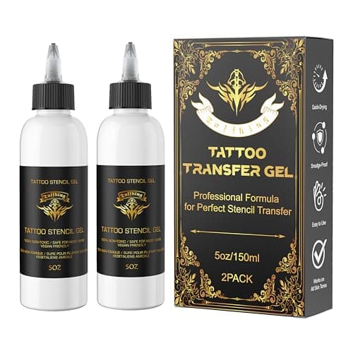 Tattoo Stencil Transfer Gel, 2PCS 5oz/Bottle Professional Tattoo Application Solution for Machine Stencils Paper, Stencil Stuff for Beginners Artists Tattooing Supplies, Clear & Long-Lasting (white)