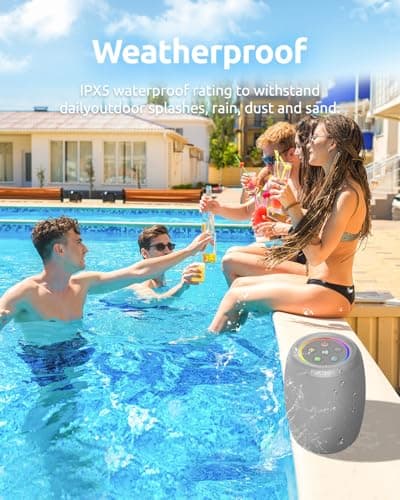 Bluetooth Speaker, Portable Wireless Speaker with Powerful Loud Stereo Sound, BT5.3, IPX5 Waterproof, TWS Pairing, for Outdoor Home Party Camping, Beach Essentials Electronics, Ideal Gifts (Gray) - Thumbnail 6