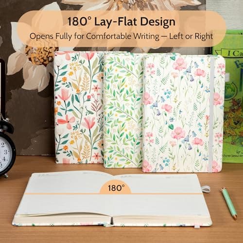 CAGIE Floral Lined Journal for Women – A5 Hardcover Leather Journal Notebook with 320 Pages, 100GSM Paper, College Ruled Notebook, Journaling Notebooks for Writing, Daily Notes - Thumbnail 5