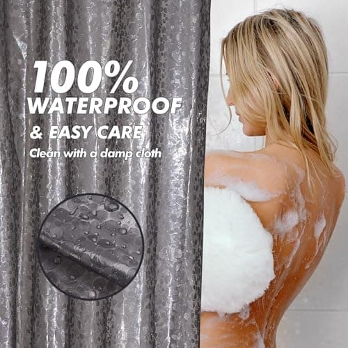 Waterproof Shower Curtain Liner EVA 8G - Rust-Proof Hooks, Heavy-Duty Magnets - Enhance Your Bathroom with Durability and Elegance - Thumbnail 4