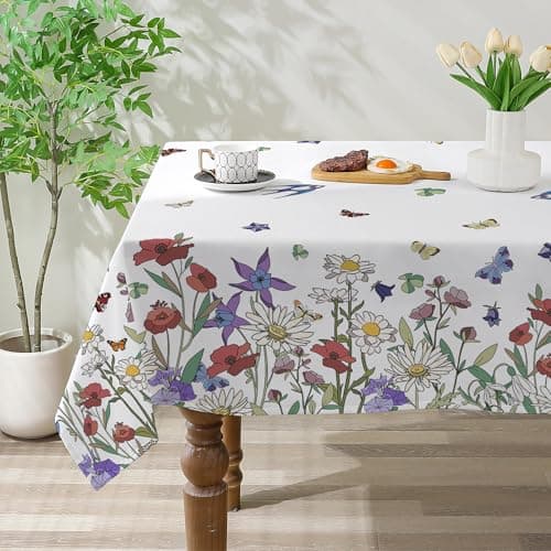 cusugbaso Spring Tablecloth 60x120 for Recatangle Table - Green Spring Decorations for Home - Holiday Floral Table Cloth Farmhouse Decor for Home, Party - Image 1