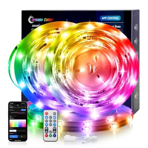 Pak LED Lights for Bedroom, 32.8ft(2 Rolls of 16.4ft) Smart RGB+IC LED Strip Lights with App/Remote Control, Music Sync Color Changing Flexible LED Lights with 64 Scene Modes for Party, Home, Gaming - Image 1