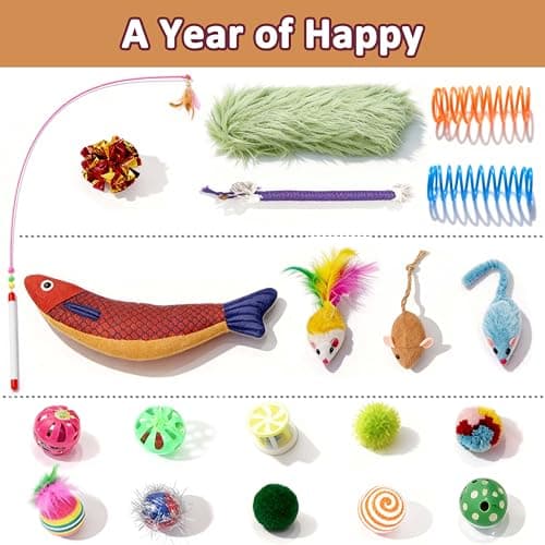 VIEFIN Cat Tunnel Bed with 20 Cat Toys, Collapsible Play Tunnel for Indoor Cats, Kitten Toys for Indoor Kittens, Octopus Shaped - Thumbnail 4