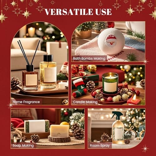 Christmas Essential Oils Set, 6 Premium Winter Fragrance Oils for Diffuser, Candle Scented Oils Gift,Gingerbread, Cinnamon Roll, Hot Baked Apple Pie,Home for the Holidays, Jack Frost, Chocolate Orange - Thumbnail 6