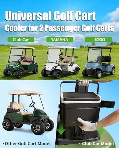Golf Cart Cooler Mount, 48H Insulated Golf Cart Ice Chest, Portable Golf Cooler Mount Compatible with Yamaha Club Car EZGO, Replaces OEM 102588101 103886801 | Perfect Father's Day Gifts - Thumbnail 3
