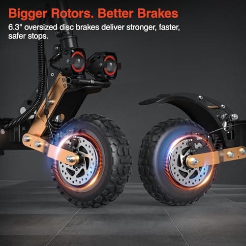 LEOOUT T85 6000W Dual Motor Electric Scooter for Adults, 53 MPH High Performance Off-Road E Scooter with Seat, Up to 59 Miles Long Range, 11” All-Terrain Tires, Hydraulic Disc Brakes - Thumbnail 5