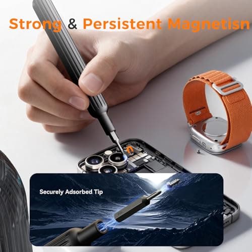 VMYTH 31 in 1 Precision Torx Screwdriver Set, Magnetic S2 Steel Bits with Portable Cylindrical Case. Mini & Small Screwdriver Set for Electronics, Laptop, iPhone, PS5, Switch (Black) (Black) - Thumbnail 3