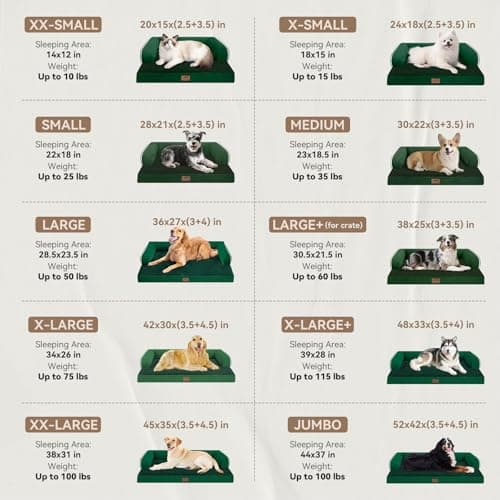 Large Dog Bed Orthopedic Washable - Waterproof Removable Cover - Medium XLarge Big Dogs - Egg Foam Couch - Emerald Dog Beds Bolster with Sides - Thumbnail 2