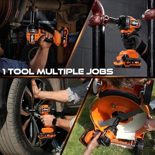 DECERK 900Nm High-Torque Impact Wrench - Covers 94% of OEM Torque Specs for Trucks, SUVs & Farm Equipment [4000mAh Dual Batteries] [1/2 Inch Driver] [21V MAX] Brushless, Cordless, Electric, Power,Gun - Thumbnail 5