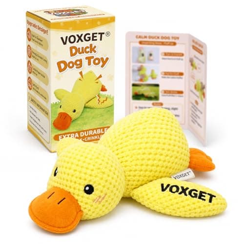 VOXGET Calming Duck Toy for Dogs, 2026 New Interactive Crinkle Toy with Quack Sound for Dogs Teeth, Soft Stuffed Plush Mellow Calming Duck Pillow for Puppy Keep Busy -Yellow, 9"x6"(S) - Image 1