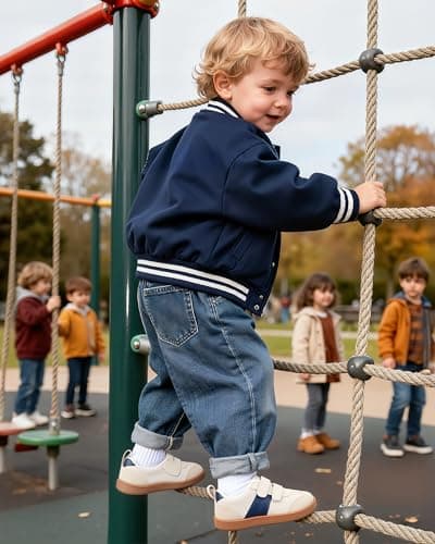 noorkiz Toddler Wide Toe Box Shoes, Boys and Girls Barefoot First Walking Shoe Kids Fashion Sneaker Non-Slip Zero Drop Comfortable Beige Blue Toddler 11 - Thumbnail 2