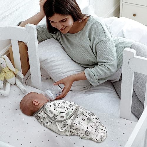 GLLQUEN BABY Swaddles for Newborns Organic Cotton, Soft Baby Swaddles 0-3 Months, Womb-Like Sleep Sack Wrap Nursery Swaddling Blankets Animal World & Waves - Thumbnail 2