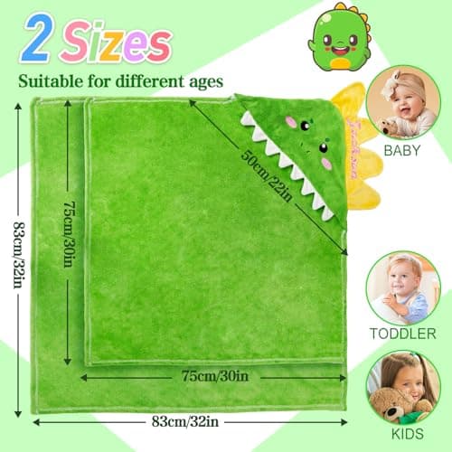 Individz Custom Hooded Bath Towel with Name, Personalized Highly Absorbent Bunny Towels, Baby Bath Towels for Girls Boys, Brithday for Baby, Toddler, Newborn (Green-Dinosaurs) - Thumbnail 5