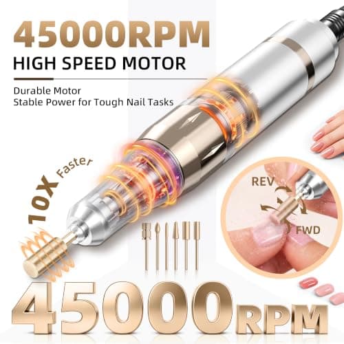 COYZU Professional Electric Nail Drill Rechargeable Nail File with Bits - Thumbnail 2