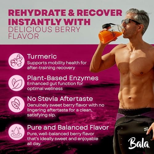 Bala Enzyme Hydration & Sugar Free Hydration Packets, Turmeric Drink Mix - May Contribute to Overall Wellness - Zero Sugar Electrolytes Powder Packets, Berry 0.25 oz. (30 Count) - Thumbnail 6
