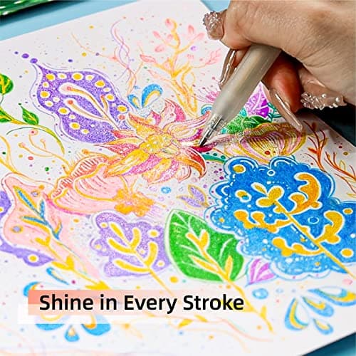 HANKU Glitter Gel Pens, 16-Color Cute Glitter Pens for Girls and Adult Coloring, Journaling, Scrapbooking, Drawing, DIY Crafts, 0.7mm Retractable Sparkle Pen with Comfort Grip, School & Art Supplies - Thumbnail 3