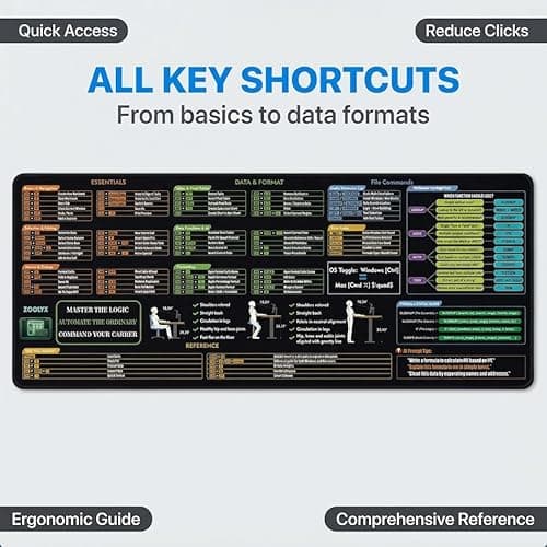 Zoolyx Excel Cheat Sheet Desk Pad - AI Copilot Ready with Logic Decision Tree - Large Shortcut Mouse Pad for CPAS, Finance & Data Analysts 31.5"x11.8" - Thumbnail 5