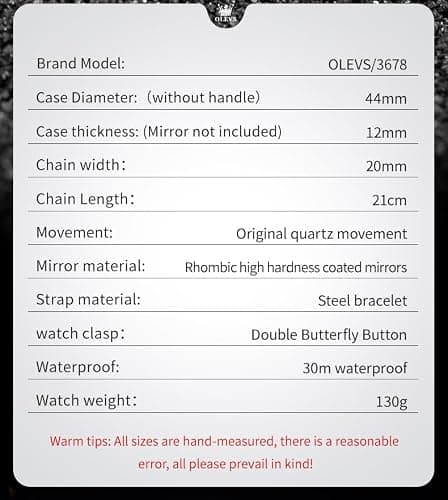 OLEVS Watch Men Black Watches for Men Luxury Fashion Arabic Numerals Chronograph Mens Watches Dress Stainless Steel Waterproof Luminous Large Wrist Watch for Man Date Moon Phase Relojes para Hombres - Thumbnail 6