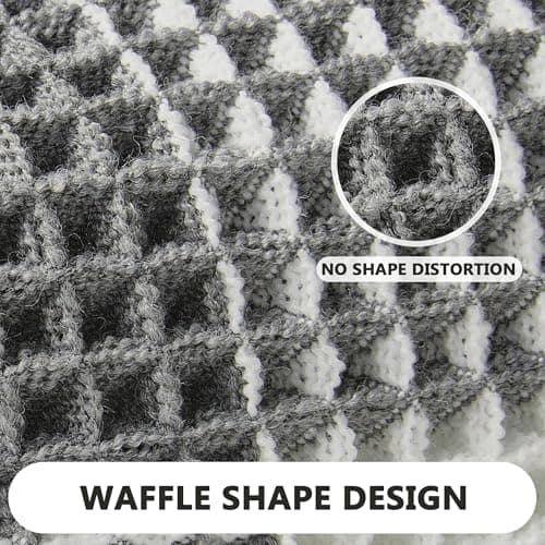 Arenarug Checkered Waffle Bath Mat, Super Absorbent Boho Farmhouse Bathroom Rugs Non Slip Washable, Ultra Soft Bath Rugs Mats with Tassels for Bathroom Floor, Grey White, 18"x30" - Thumbnail 3
