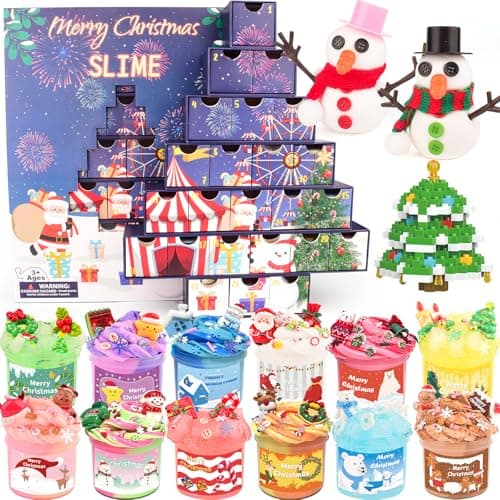 Christmas Tree Slime Advent Calendar 2025, Party Favors, Stocking Stuffers, 24 Days Surprise Slime Kit for Teens Boys Girls 5 6 7 8 9 10 11 12, Goodie Bag Stuffers, Christmas Gifts for Kids - Image 1