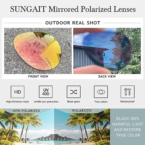 SUNGAIT Women's Lightweight Oversized Aviator Sunglasses - Mirrored Polarized Lens Classic Style - Thumbnail 4