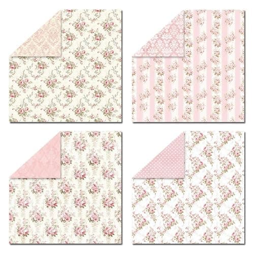 Scrapbook Paper & Scrapbooking Supplies, Pink 6x6 Double-Sided Patterned Cardstock Pad, Shabby Chic Craft Sheets for Junk Journaling, Card Making & Scrap Book, 24 Sheets - Thumbnail 4