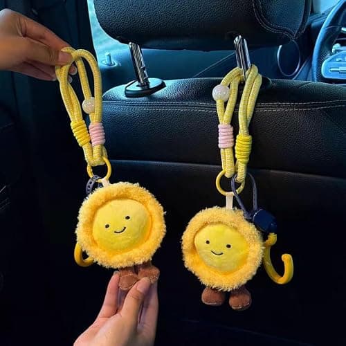 XUPEIXUN Car Seat Headrest Hook 2 Pack Hooks Hanger Storage Organizer Universal for Handbag Purse Coat, Cute Car Accessories for Women (lemon) - Thumbnail 3