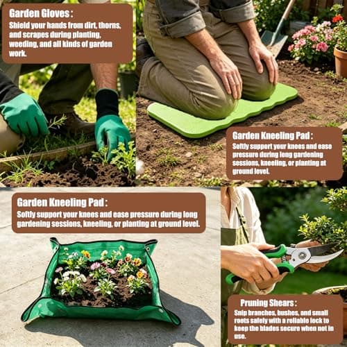 MORROWIND 13-Piece Gardening Tool Set with Stylish Portable Storage Bag and Apron, Heavy-Duty Tools for Women's Everyday Gardening Use, Green - Thumbnail 6