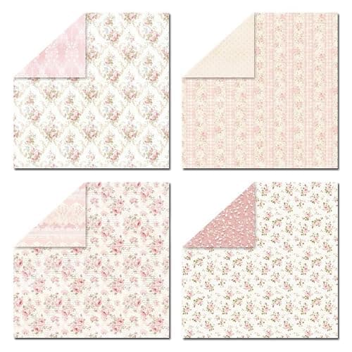 Floral Pink Scrapbook Paper Pad, 6x6 Aesthetic Craft Paper, 24 Sheets Double-Sided Decorative Patterned Decorative Junk Journal Supplies for Mixed Media, Card Making, Decoupage & DIY Art - Thumbnail 4
