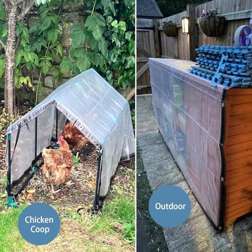 Clear Tarps with Grommets 7x12 FT Heavy Duty Waterproof Transparent Vinyl Cover for Patio Furniture Greenhouse Porch Chicken Coop & Winter Window Enclosure - Thumbnail 4