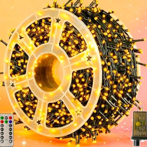 Domolli Christmas Lights 1000 LED 328 FT, IP44 Waterproof Christmastree Lights with 8 Modes, Remote Control 3 Timers & Memory Function Xmas Decorations for House and Holiday (Warm White)