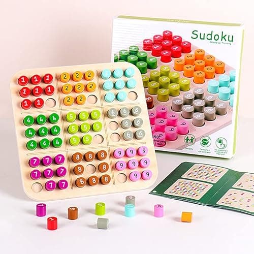 GAKICO Wooden Sudoku Board Game: Math Brain Teaser Puzzle Desktop Game Train Logical Thinking Ability with 81 Pegs for Teenagers, Adult & Seniors Brain Stimulation Toys, Party Favors & Stress-Relief