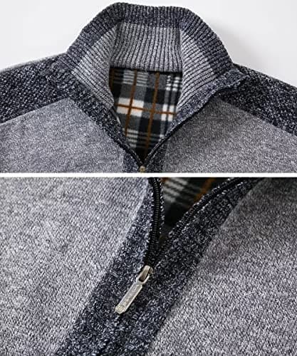 Msmsse Men's Cardigan Sweaters Full Zip Knitted Sweater for Mens Light Grey US XL - Thumbnail 4
