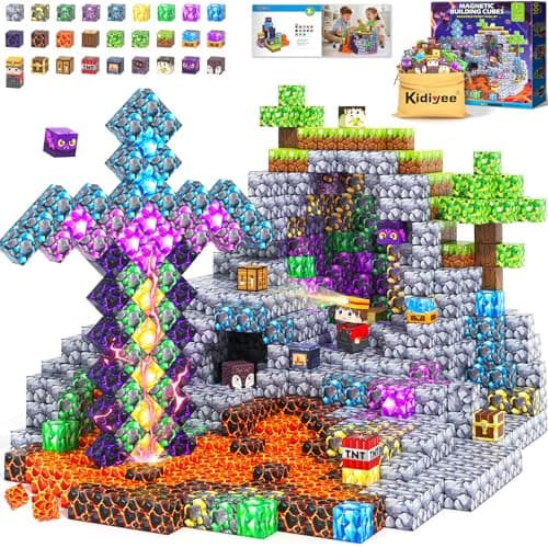 Magnetic Blocks - Build Mine Magnet World Set, STEM Magnetic Building Blocks for Kids Ages 4-6 6-8 8-13, Montessori Sensory Toys for Toddlers, Birthday Toys Gifts for 3+ Years Old Boys & Girls - Image 1