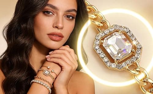 Alegend Bracelets Sets 14K Gold Plated Stackable Bold Twisted Rope, Romantic Crystal, Delicate Chains Bangle Glamorous Gift - Thumbnail 6