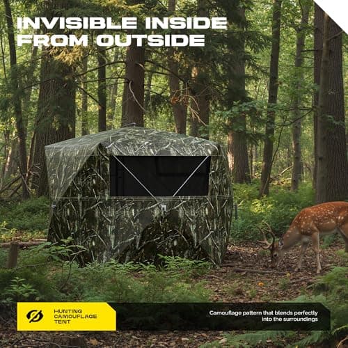 5-Sided Hunting Blind, 3-4 Person Pop Up Blinds 288 Degree See Through, Portable Durable Hunting Ground Blinds for Deer Hunting(Swing Door) - Thumbnail 2