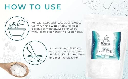 Natural Elephant Dead Sea Magnesium Bath Flakes | 4 oz Trial Size (113g) | Pure Magnesium Chloride Soak for Body and Foot | Ideal for a Soothing Bath Experience | Alternative to Epsom Salt - Thumbnail 4