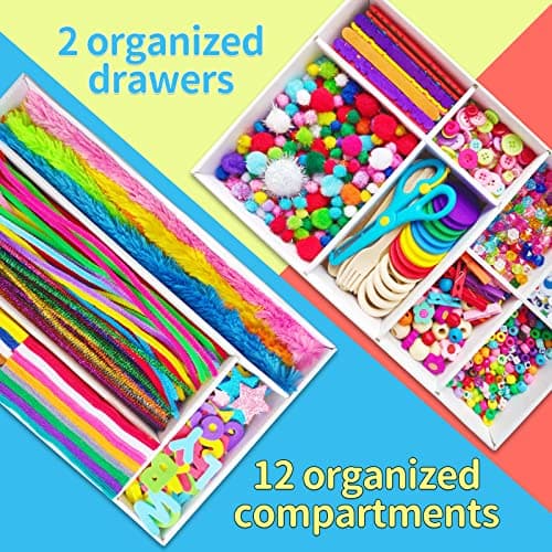 Itopstar Crafts for Kids -3000pcs+ Art Supplies Kids Art Supplies Great for School, Homeschool and Kindergarten DIY Crafting Projects-Giant Craft Box for Supplies - Thumbnail 4