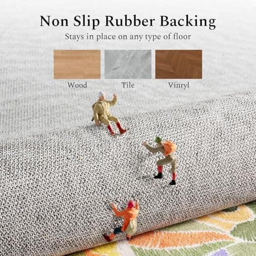 Rugflix 2x6 Runner Rug for Hallway, Washable Kitchen Runner Non Slip, Soft Low Pile Entryway Carpet, Vintage Floral Stain Resistant Long Laundry Room Rugs for Bedroom, Stairs, Beige - Thumbnail 5