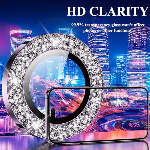 YWXTW Designed for iPhone 14 Pro/iPhone 14 Pro Max Camera Lens Protector Bling, [New Glitter Design] Individual Metal Tempered Glass Camera Cover Accessories Case Friendly, 1 Set (Purple Glitter) - Thumbnail 5