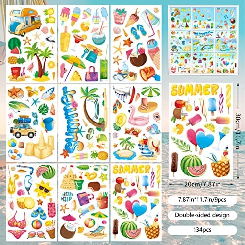 134PCS Summer Window Clings - Summer Window Clings for Glass Windows - Thumbnail 4